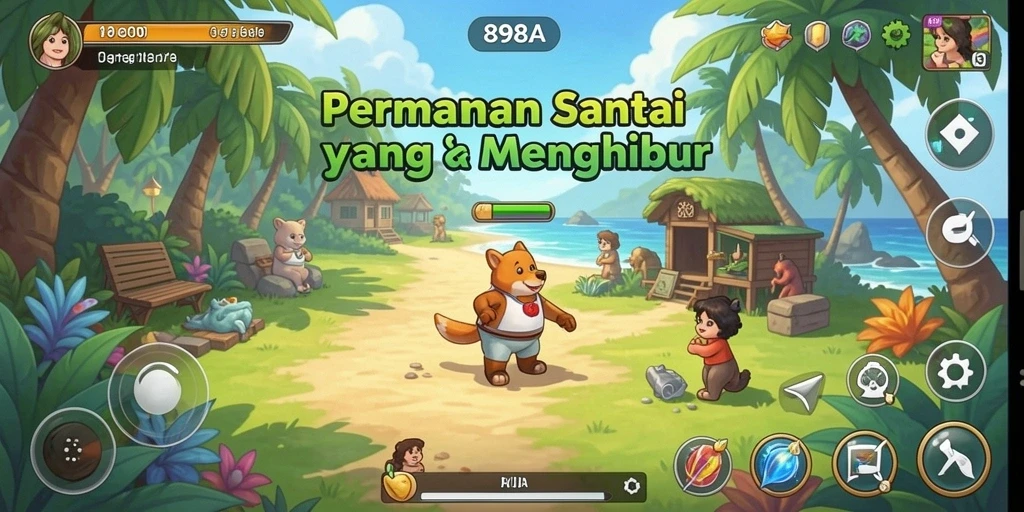 Tampilan gameplay 898A yang ceria dan menghibur.
