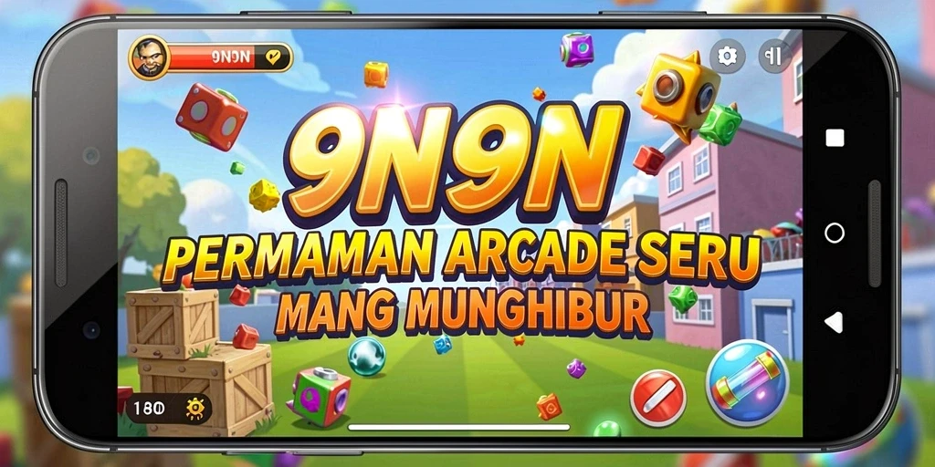 Tampilan aksi cepat dan grafis cerah dalam gameplay 9N9N.