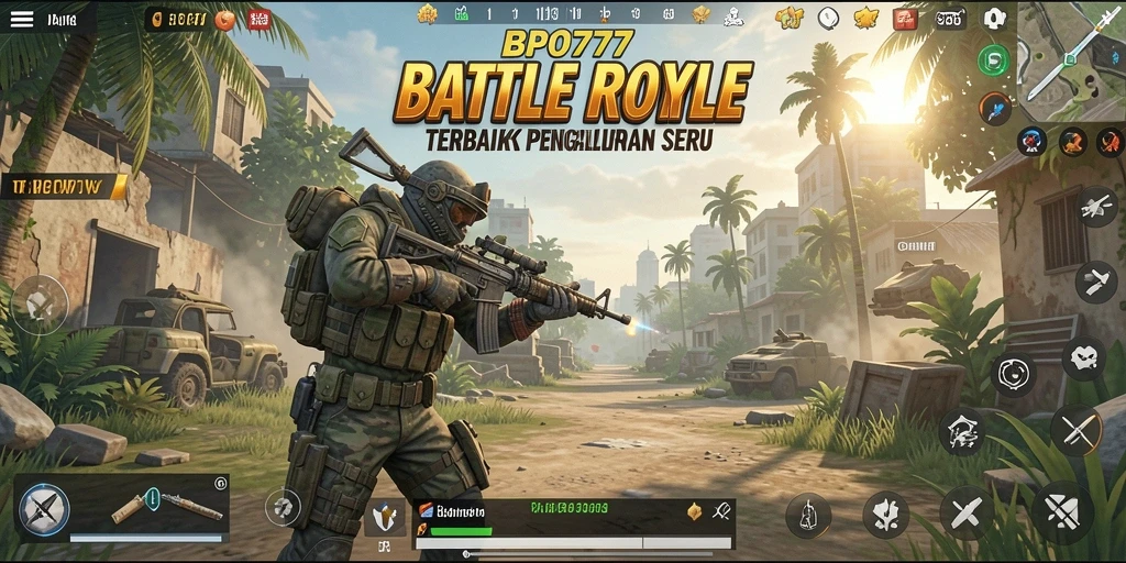 Gameplay seru BPO777 dalam pertarungan Battle Royale.