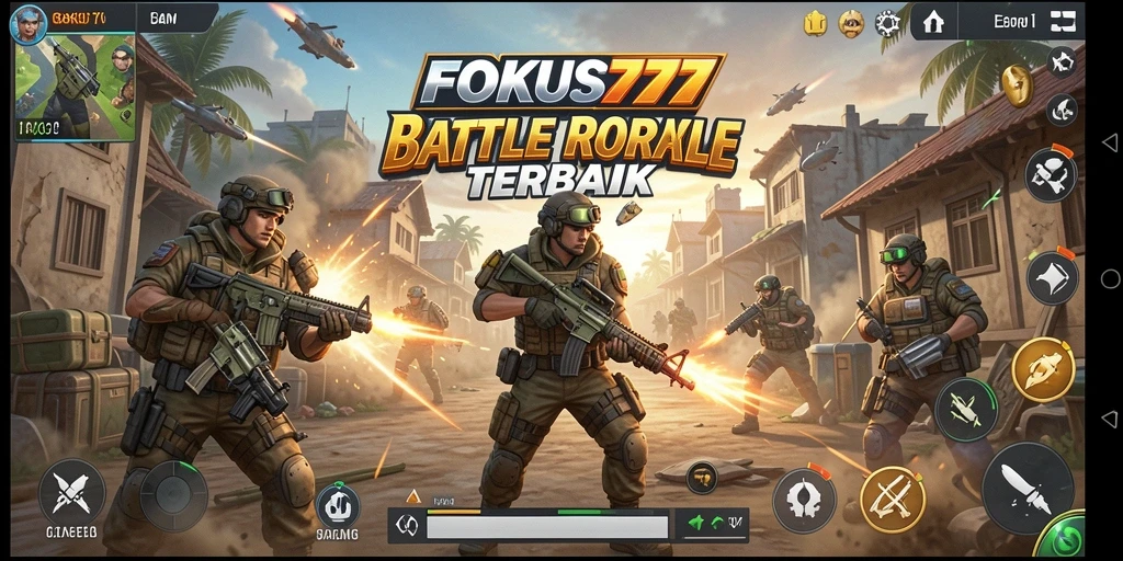 Screenshot dari gameplay FOKUS777 menampilkan aksi pertempuran yang intens.