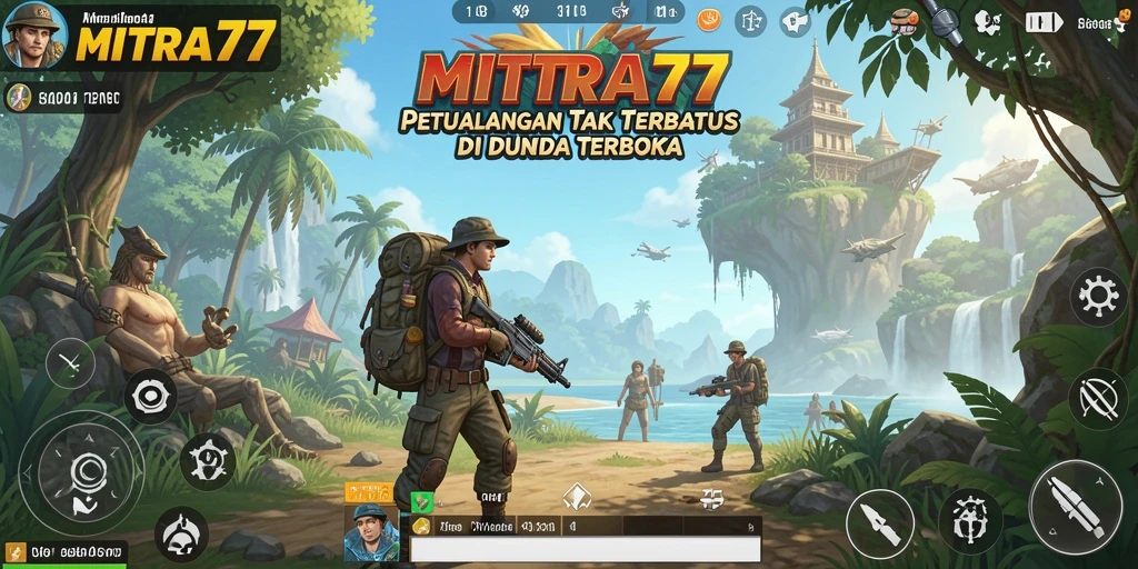 Screenshot MITRA77 menampilkan petualangan seru di dunia terbuka.