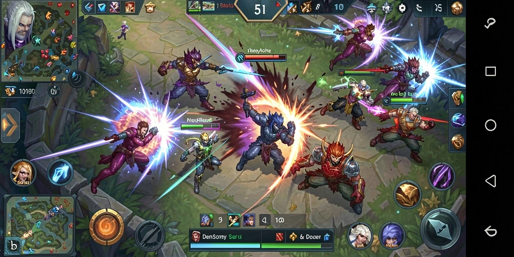 Screenshot MPOID menampilkan aksi seru dalam gameplay MOBA.