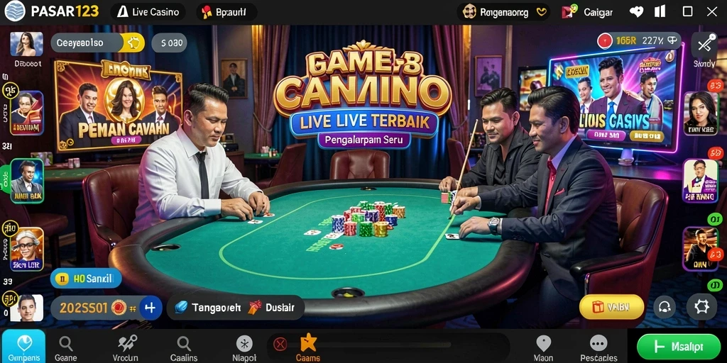 Screenshot PASAR123 menampilkan dealer langsung dan pengalaman bermain kasino yang menarik.