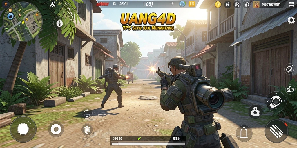 Screenshot gameplay UANG4D dengan karakter sedang beraksi di medan pertempuran.