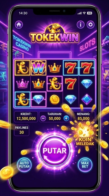 Tampilan utama aplikasi tokekwin dengan berbagai pilihan aplikasi.